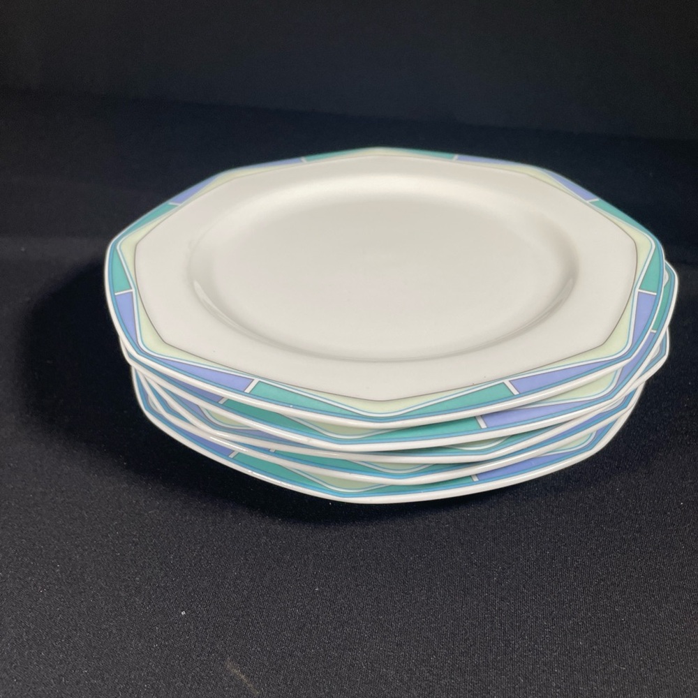 Christopher Stuart ACCLAIM Fine China 8” Octagon Salad Plates. Set of 5.